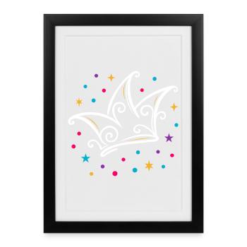 Carnival fool's cap modern with stars & confetti - Framed poster (27 × 37 cm) - black - Front