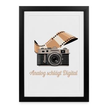 Analog Beats Digital Retro Camera - Framed poster (27 × 37 cm) - black - Front