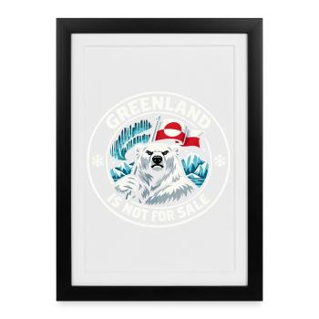 Greenland Flag Polar Bear Gift Cute - Framed poster (27 × 37 cm) - black - Front
