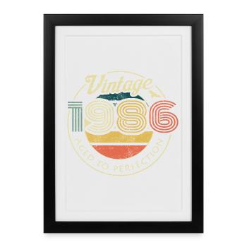 Logo rétro vintage des années 60 - Affiche encadrée (27 × 37 cm) - noir - Devant