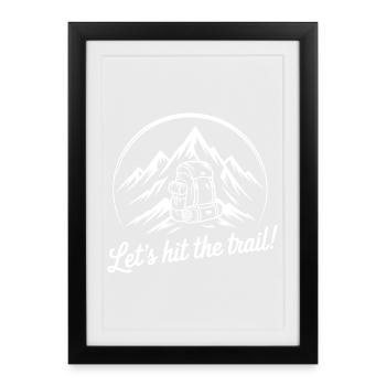 Mountain Trail Adventure Backpack Design - Framed poster (27 × 37 cm) - black - Front