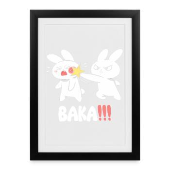 Baka Rabbit Slap Anime Funny Japanese Otaku - Framed poster (27 × 37 cm) - black - Front