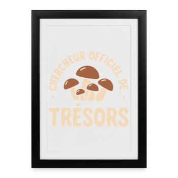 Chercheur officiel de trésors humour cueillette  - Affiche encadrée (27 × 37 cm) - noir - Devant