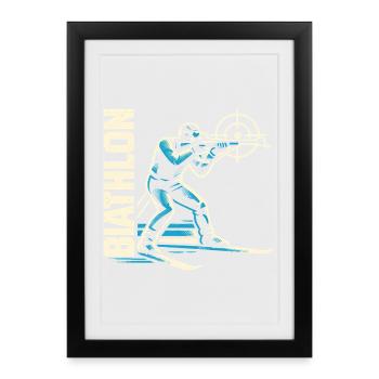 Cadeau de Biathlon Passion Lover - Affiche encadrée (27 × 37 cm) - noir - Devant