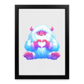 Monstre au cœur câlin - Affiche encadrée (27 × 37 cm) - noir - Devant