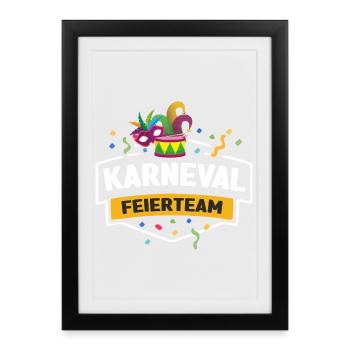 Karneval Feierteam Masken Drum - Gerahmtes Poster (27 × 37 cm) - Schwarz - Vorne