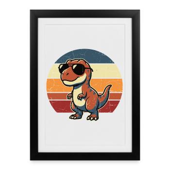 Design rétro de lunettes de soleil en forme de dinosaure - Affiche encadrée (27 × 37 cm) - noir - Devant
