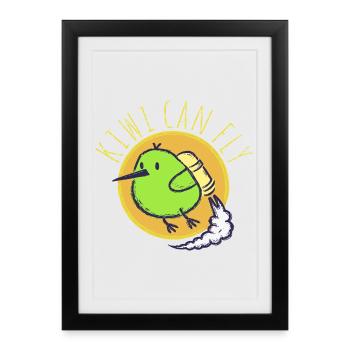 Les Kiwis peuvent voler - Affiche encadrée (27 × 37 cm) - noir - Devant