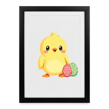 Poussins à Pâques - Affiche encadrée (27 × 37 cm) - noir - Devant