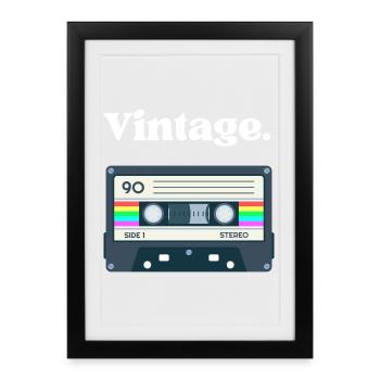 Retro vintage cassette – nostalgia design - Framed poster (27 × 37 cm) - black - Front
