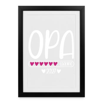 Grandpa 2027 loading with hearts loading bar - Framed poster (27 × 37 cm) - black - Front