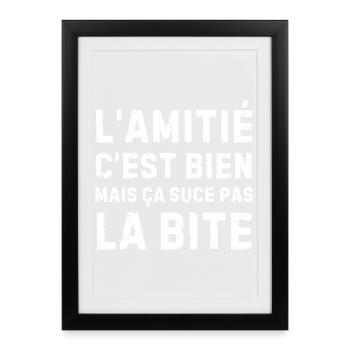 L’amitié c’est bien… humour drôle pour amis - Affiche encadrée (27 × 37 cm) - noir - Devant