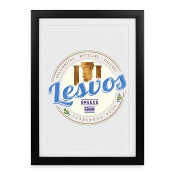 Lesvos Island in Greece Retro Holiday Souvenir - Framed poster (27 × 37 cm) - black - Front