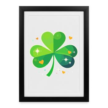 Fête de la Saint-Patrick Trèfle Lucky - Affiche encadrée (27 × 37 cm) - noir - Devant