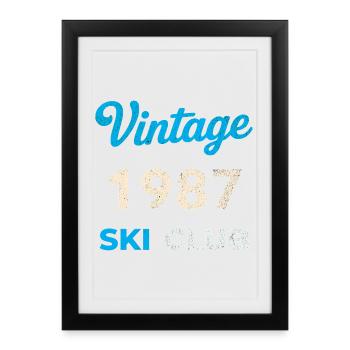 Millésime 1987 – Cadeau rétro de l’année de naissance du Ski Club - Affiche encadrée (27 × 37 cm) - noir - Devant