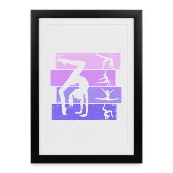 Gymnaste Fille Gymnastique Acrobatie - Affiche encadrée (27 × 37 cm) - noir - Devant