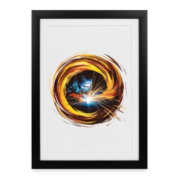 Schweißer, Schweißer, Schweißen, Malerei, Kunstdruck, - Gerahmtes Poster (27 × 37 cm) - Schwarz - Vorne