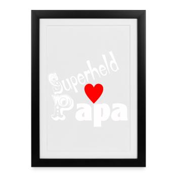 Papa super-héros de la fête des pères - Affiche encadrée (27 × 37 cm) - noir - Devant