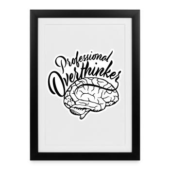 Logo drôle d’anxiété drôle et sombre de la réflexion professionnelle - Affiche encadrée (27 × 37 cm) - noir - Devant