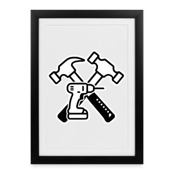 Outil d’armoiries à contour - Affiche encadrée (27 × 37 cm) - noir - Devant
