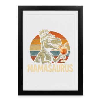Mamasaurus Mom Mom Gift Idea Humor Funny - Framed poster (27 × 37 cm) - black - Front