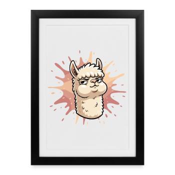 Éclaboussure de lama confiante - Affiche encadrée (27 × 37 cm) - noir - Devant