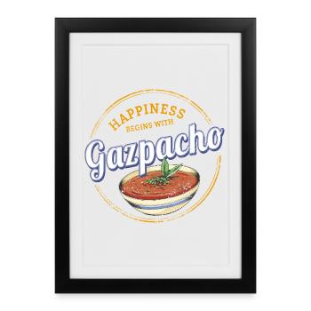 Gazpacho Soup Retro Chef Vintage Gourmet Spain - Framed poster (27 × 37 cm) - black - Front