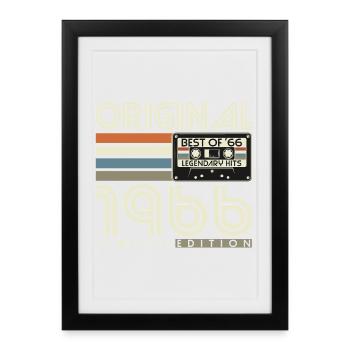 1966 Jahrgang Geburtstag Vintage Retro Geschenk - Gerahmtes Poster (27 × 37 cm) - Schwarz - Vorne