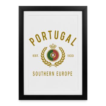 Couronne en feuilles d’or emblème du Portugal - Affiche encadrée (27 × 37 cm) - noir - Devant