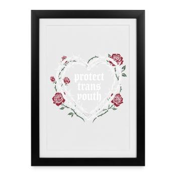 Mois de la fierté LGBT - Protéger la jeunesse trans - Affiche encadrée (27 × 37 cm) - noir - Devant