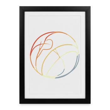 Sketch de balle de volley-ball vintage - Affiche encadrée (27 × 37 cm) - noir - Devant