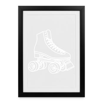Dessin des patins à roulettes - Affiche encadrée (27 × 37 cm) - noir - Devant