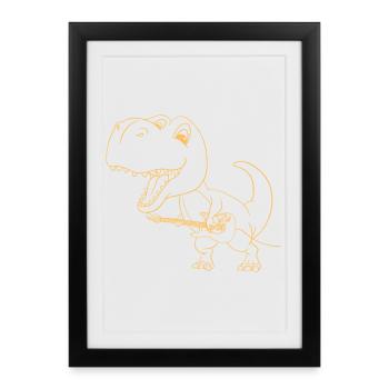 Dinosaur Guitar T-Shirt Cadeau Humour - Affiche encadrée (27 × 37 cm) - noir - Devant