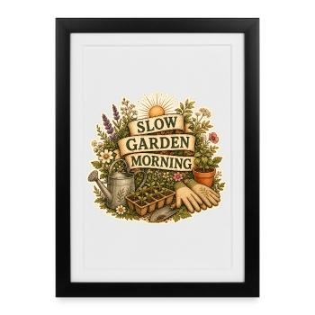 SLOW GARDEN MORNING - Framed poster (27 × 37 cm) - black - Front