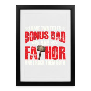 Bonus Dad Fathor Viking Stepdad Hero - Framed poster (27 × 37 cm) - black - Front