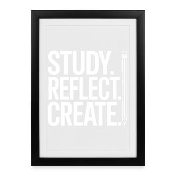 Study Reflect Create Pencil Typography - Framed poster (27 × 37 cm) - black - Front