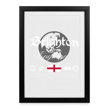 Souvenir de voyage streetwear de Brighton, Angleterre - Affiche encadrée (27 × 37 cm) - noir - Devant