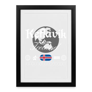 Keflavík Island Streetwear Travel Souvenir - Framed poster (27 × 37 cm) - black - Front