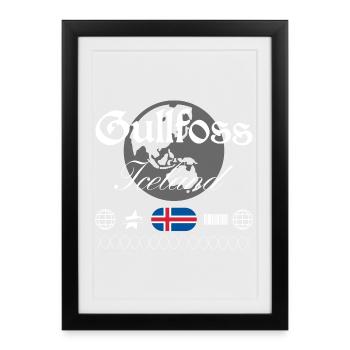 Gullfoss Island Streetwear Travel Souvenir - Framed poster (27 × 37 cm) - black - Front