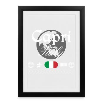 Souvenir de voyage streetwear Capri Italie - Affiche encadrée (27 × 37 cm) - noir - Devant