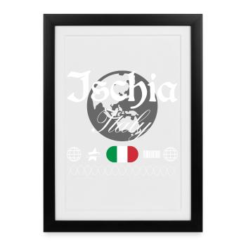 Souvenir de voyage Ischia Italy Streetwear - Affiche encadrée (27 × 37 cm) - noir - Devant