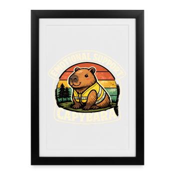 Capybara Emotional Aid Retro - Framed poster (27 × 37 cm) - black - Front