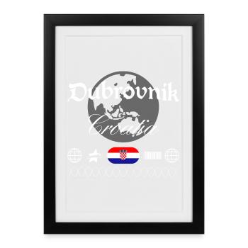 Souvenir de voyage streetwear en Croatie à Dubrovnik - Affiche encadrée (27 × 37 cm) - noir - Devant