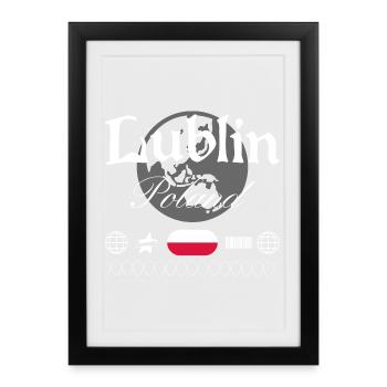Souvenir de voyage streetwear Lublin, Pologne - Affiche encadrée (27 × 37 cm) - noir - Devant