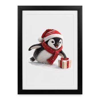 Christmas Penguin - Framed poster (27 × 37 cm) - black - Front