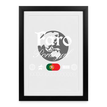 Faro Portugal Streetwear Reise Souvenir - Gerahmtes Poster (27 × 37 cm) - Schwarz - Vorne