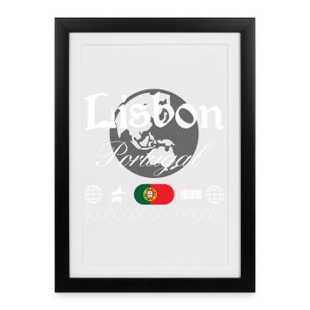 Souvenir de voyage pour le streetwear Lisbonne Portugal - Affiche encadrée (27 × 37 cm) - noir - Devant
