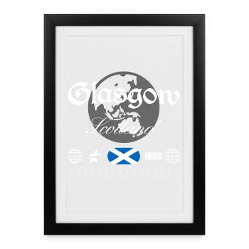 Souvenir de voyage streetwear de Glasgow, Écosse - Affiche encadrée (27 × 37 cm) - noir - Devant