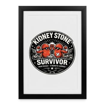 Survivant d’un calcul rénal – Genesung Nierenstein - Affiche encadrée (27 × 37 cm) - noir - Devant