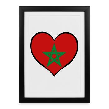 Drapeau du Cœur du Maroc - Affiche encadrée (27 × 37 cm) - noir - Devant
